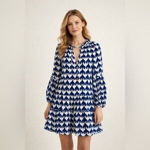Oliphant Blue and White Patterned Dress